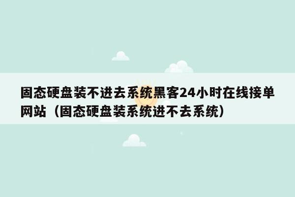 固态硬盘装不进去系统黑客24小时在线接单网站（固态硬盘装系统进不去系统）