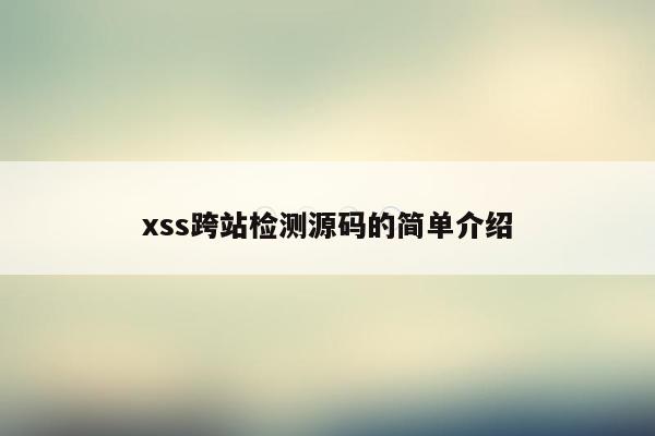 xss跨站检测源码的简单介绍