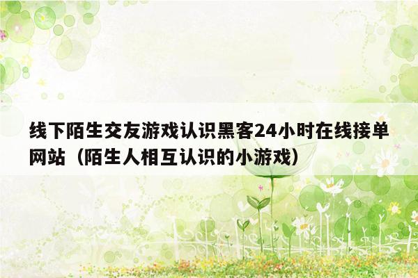 线下陌生交友游戏认识黑客24小时在线接单网站（陌生人相互认识的小游戏）