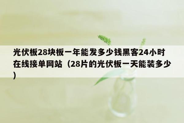 光伏板28块板一年能发多少钱黑客24小时在线接单网站（28片的光伏板一天能装多少）