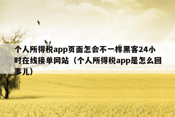 个人所得税app页面怎会不一样黑客24小时在线接单网站（个人所得税app是怎么回事儿）