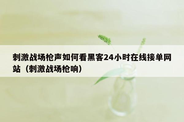 刺激战场枪声如何看黑客24小时在线接单网站（刺激战场枪响）