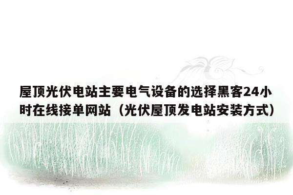 屋顶光伏电站主要电气设备的选择黑客24小时在线接单网站（光伏屋顶发电站安装方式）