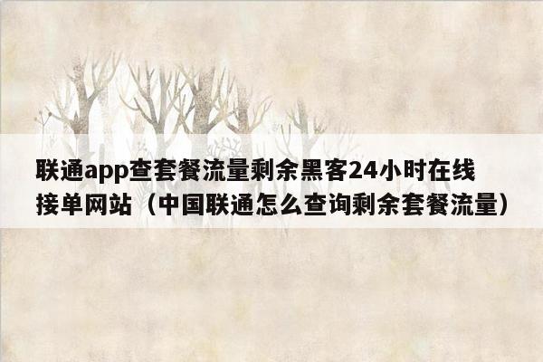 联通app查套餐流量剩余黑客24小时在线接单网站（中国联通怎么查询剩余套餐流量）