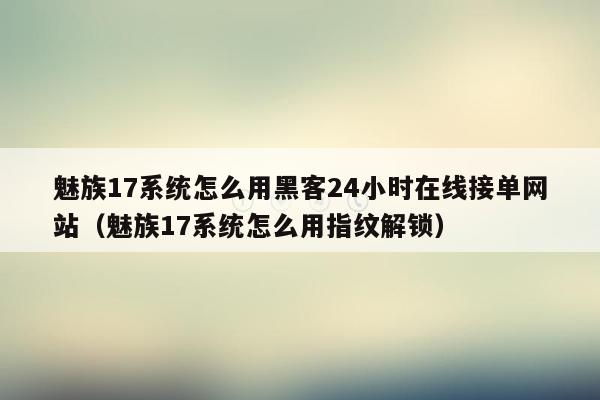 魅族17系统怎么用黑客24小时在线接单网站（魅族17系统怎么用指纹解锁）