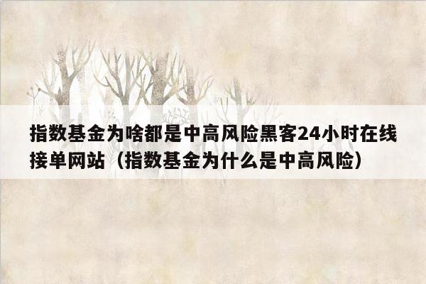 指数基金为啥都是中高风险黑客24小时在线接单网站（指数基金为什么是中高风险）