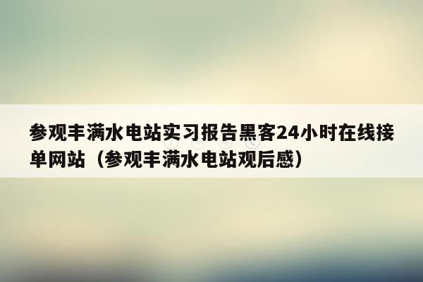 参观丰满水电站实习报告黑客24小时在线接单网站（参观丰满水电站观后感）