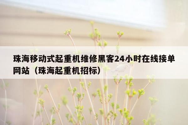 珠海移动式起重机维修黑客24小时在线接单网站（珠海起重机招标）