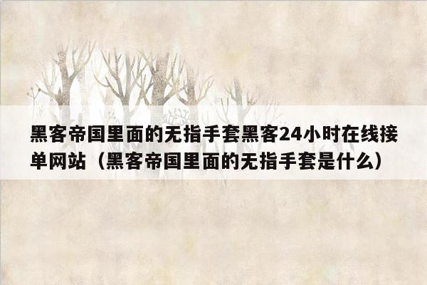 黑客帝国里面的无指手套黑客24小时在线接单网站（黑客帝国里面的无指手套是什么）