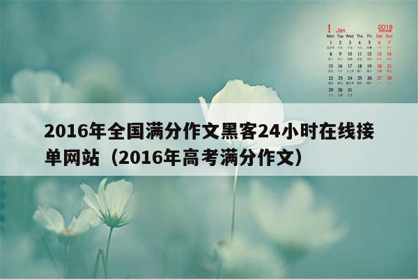 2016年全国满分作文黑客24小时在线接单网站（2016年高考满分作文）