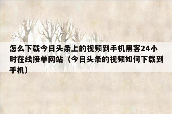 怎么下载今日头条上的视频到手机黑客24小时在线接单网站（今日头条的视频如何下载到手机）