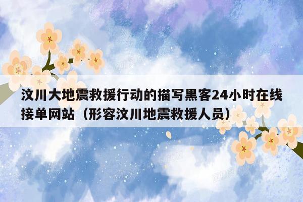 汶川大地震救援行动的描写黑客24小时在线接单网站（形容汶川地震救援人员）