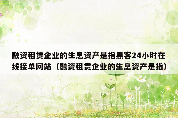 融资租赁企业的生息资产是指黑客24小时在线接单网站（融资租赁企业的生息资产是指）