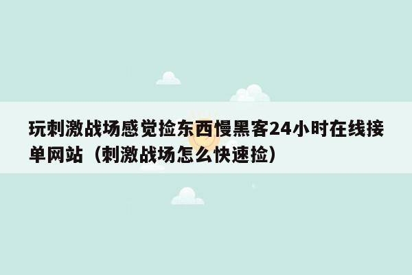 玩刺激战场感觉捡东西慢黑客24小时在线接单网站（刺激战场怎么快速捡）