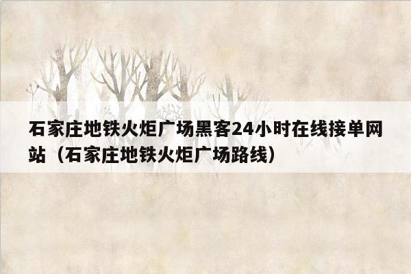 石家庄地铁火炬广场黑客24小时在线接单网站（石家庄地铁火炬广场路线）