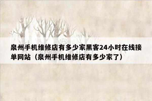 泉州手机维修店有多少家黑客24小时在线接单网站（泉州手机维修店有多少家了）