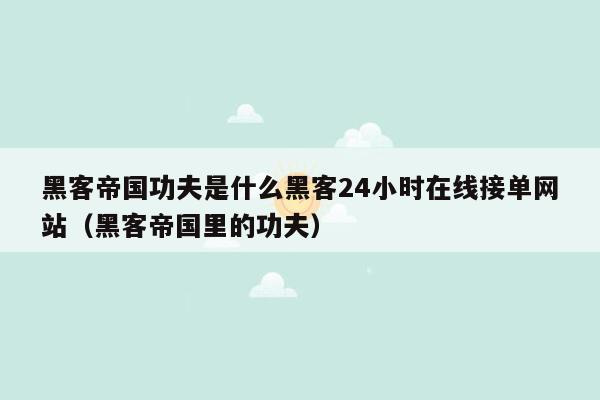 黑客帝国功夫是什么黑客24小时在线接单网站（黑客帝国里的功夫）