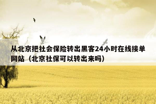 从北京把社会保险转出黑客24小时在线接单网站（北京社保可以转出来吗）