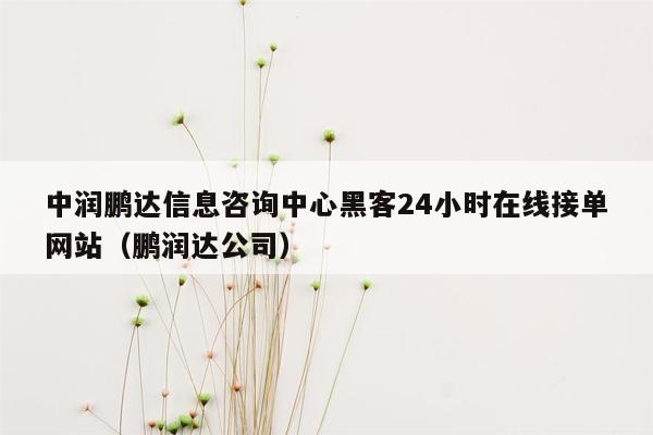 中润鹏达信息咨询中心黑客24小时在线接单网站（鹏润达公司）