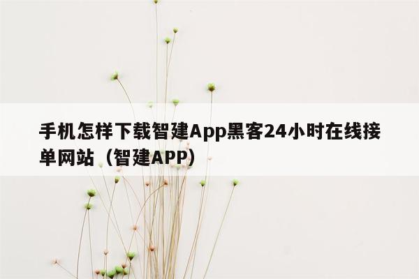 手机怎样下载智建App黑客24小时在线接单网站（智建APP）