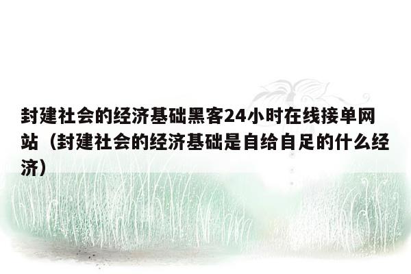 封建社会的经济基础黑客24小时在线接单网站（封建社会的经济基础是自给自足的什么经济）