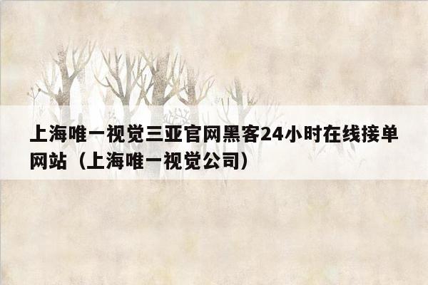 上海唯一视觉三亚官网黑客24小时在线接单网站（上海唯一视觉公司）