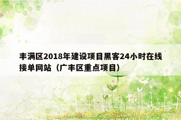 丰满区2018年建设项目黑客24小时在线接单网站（广丰区重点项目）