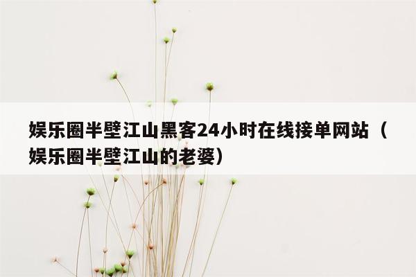 娱乐圈半壁江山黑客24小时在线接单网站（娱乐圈半壁江山的老婆）