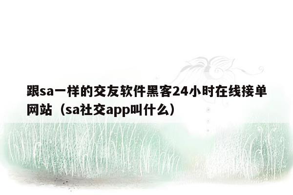 跟sa一样的交友软件黑客24小时在线接单网站（sa社交app叫什么）