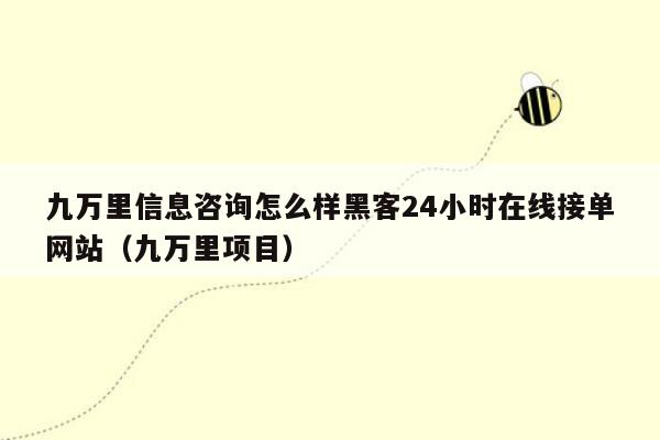 九万里信息咨询怎么样黑客24小时在线接单网站（九万里项目）