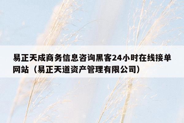 易正天成商务信息咨询黑客24小时在线接单网站（易正天道资产管理有限公司）