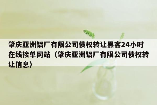 肇庆亚洲铝厂有限公司债权转让黑客24小时在线接单网站（肇庆亚洲铝厂有限公司债权转让信息）