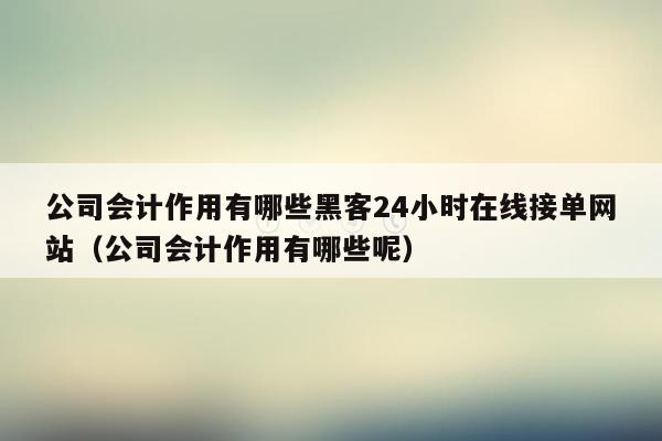 公司会计作用有哪些黑客24小时在线接单网站（公司会计作用有哪些呢）