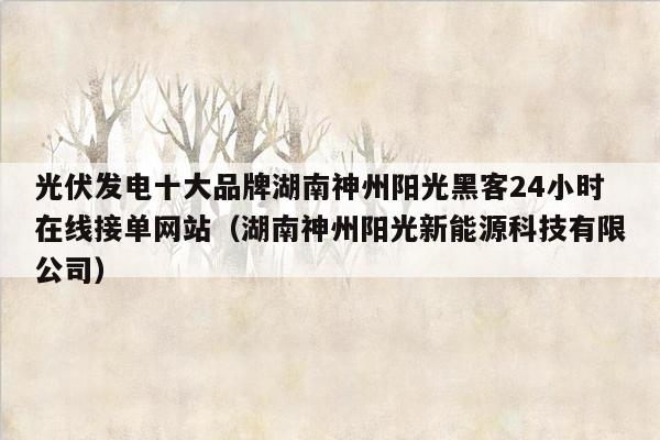 光伏发电十大品牌湖南神州阳光黑客24小时在线接单网站（湖南神州阳光新能源科技有限公司）