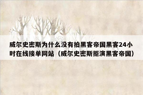 威尔史密斯为什么没有拍黑客帝国黑客24小时在线接单网站（威尔史密斯拒演黑客帝国）