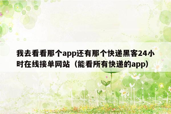 我去看看那个app还有那个快递黑客24小时在线接单网站（能看所有快递的app）