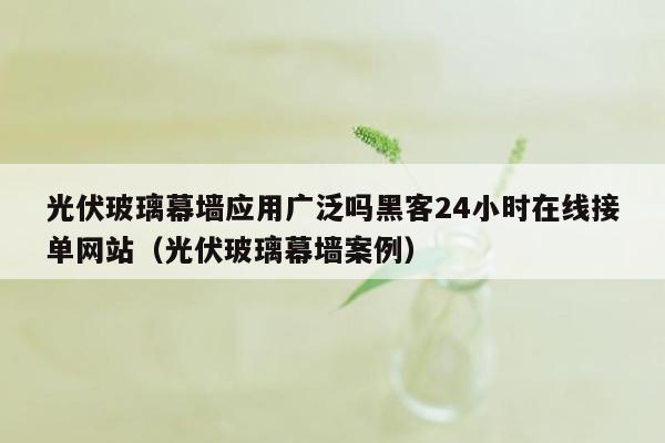 光伏玻璃幕墙应用广泛吗黑客24小时在线接单网站（光伏玻璃幕墙案例）