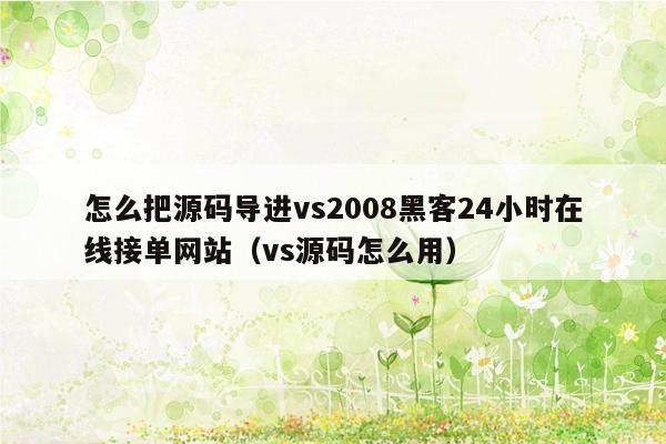 怎么把源码导进vs2008黑客24小时在线接单网站（vs源码怎么用）