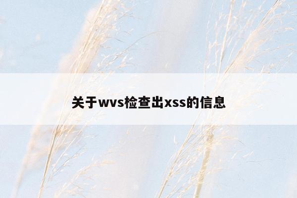 关于wvs检查出xss的信息