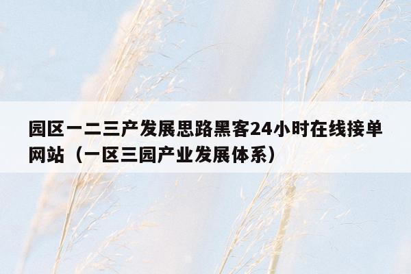 园区一二三产发展思路黑客24小时在线接单网站（一区三园产业发展体系）