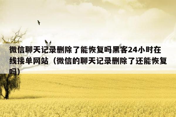 微信聊天记录删除了能恢复吗黑客24小时在线接单网站（微信的聊天记录删除了还能恢复吗）