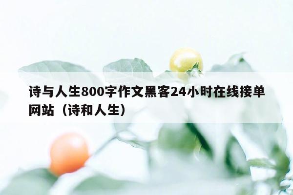 诗与人生800字作文黑客24小时在线接单网站（诗和人生）