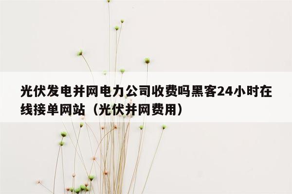 光伏发电并网电力公司收费吗黑客24小时在线接单网站（光伏并网费用）