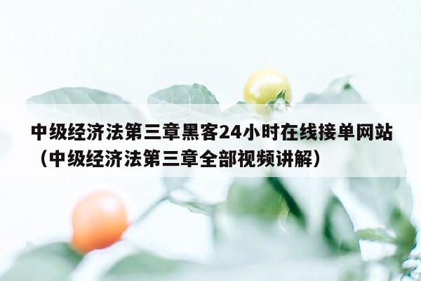 中级经济法第三章黑客24小时在线接单网站（中级经济法第三章全部视频讲解）