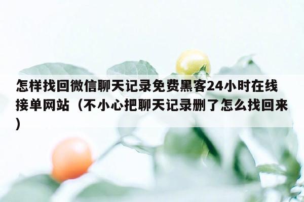 怎样找回微信聊天记录免费黑客24小时在线接单网站（不小心把聊天记录删了怎么找回来）