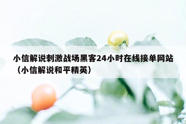 小信解说刺激战场黑客24小时在线接单网站（小信解说和平精英）