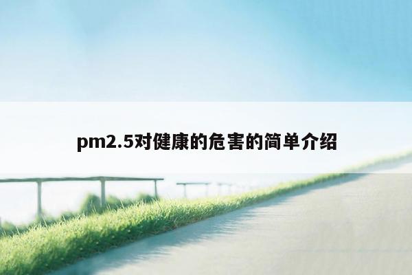 pm2.5对健康的危害的简单介绍