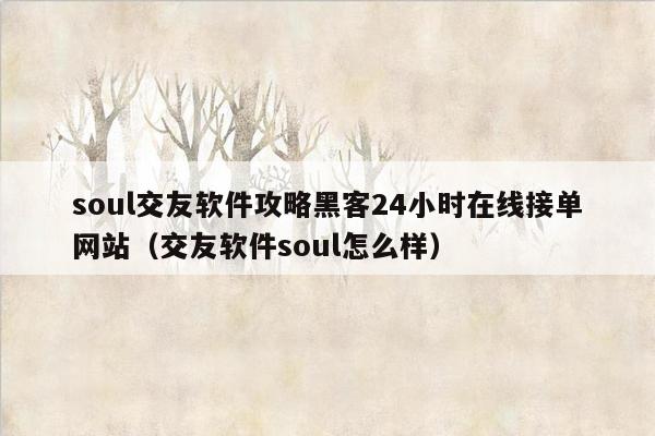 soul交友软件攻略黑客24小时在线接单网站（交友软件soul怎么样）