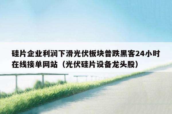 硅片企业利润下滑光伏板块普跌黑客24小时在线接单网站（光伏硅片设备龙头股）