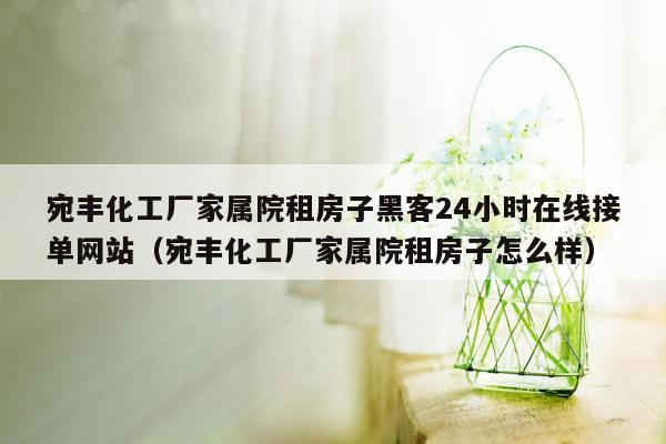 宛丰化工厂家属院租房子黑客24小时在线接单网站（宛丰化工厂家属院租房子怎么样）